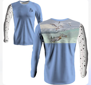 Speckled Trout Adult Long Sleeve Light Blue Performance Dri-Fit(LS04)