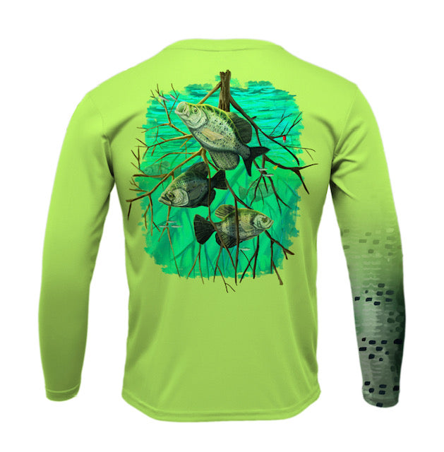 Crappie Long Sleeve Green Performance Dri-fit Performance (LS11)