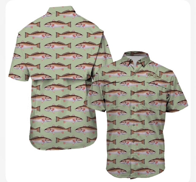 Redfish Light Green Button Up (SSBU9)