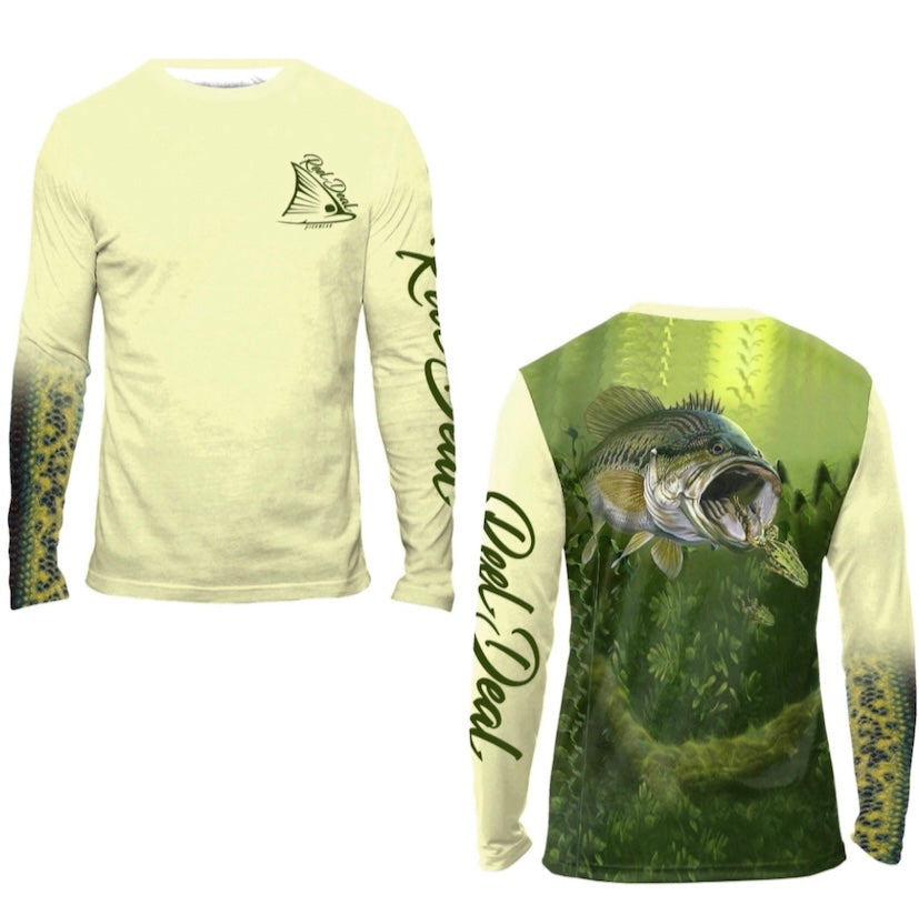 Largemouth Bass Youth Yellow Long Sleeve Performance Dri-Fit (Y07)