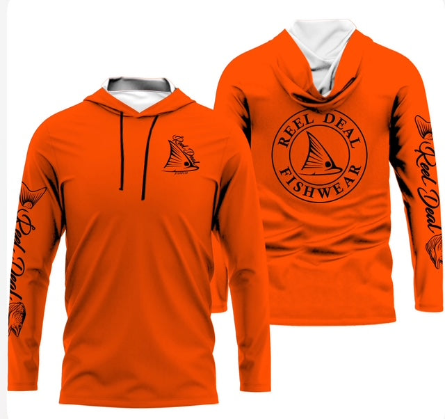 REEL DEAL Orange Long Sleeve Hooodie (H07)