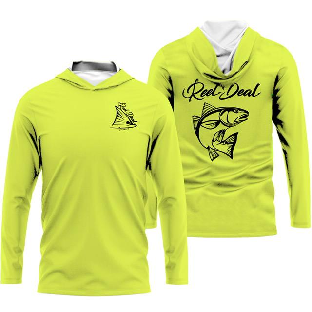 Red Fish Neon Green Long Sleeve Performance Hoodie Dri-Fit  (H02)